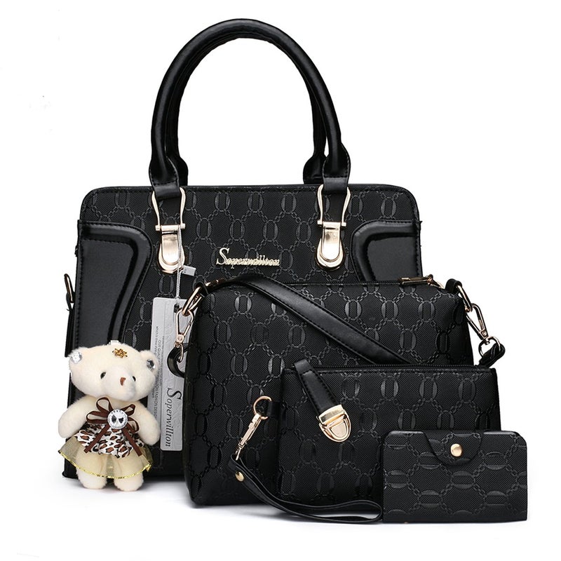 Soperwillton Women's Fashion Handbags Tote Bags Shoulder Bag Top Handle Satchel Purse Set 4pcs - Image 1